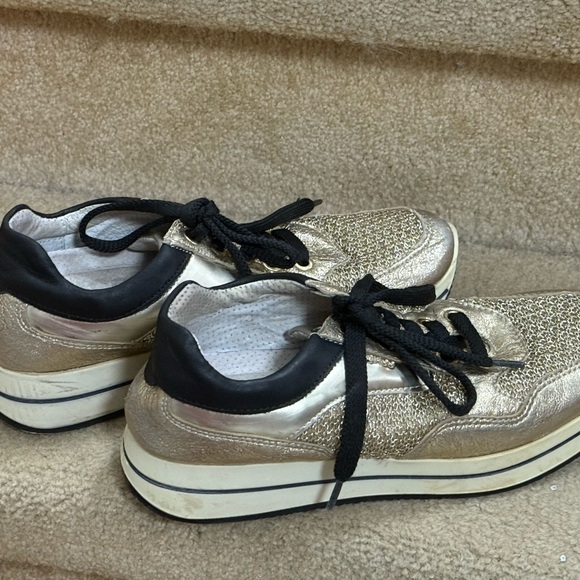 Stylish Gold Women's Sneakers - Picture 2 of 4